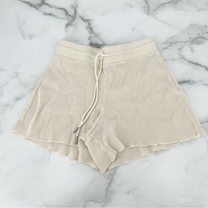 MATE THE LABEL Waffle Pull On Shorts Drawstring Bone Cream Size XS NEW